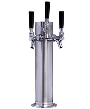 Photo of Brushed Stainless Steel 3-Faucet Beer Tower - 3 inch Column - 100% Stainless Steel Contact