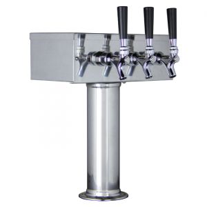 Photo of Kegco TTOW-3F-SS Polished Stainless Steel T-Style 3 Faucet Tower - Kegco.com