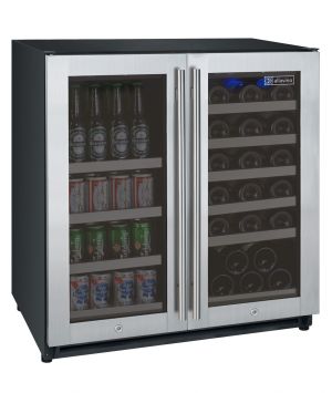 Photo of 30 inch Wide FlexCount Series 30 Bottle/88 Can Dual Zone Stainless Steel Built-In Wine Refrigerator/Beverage Center