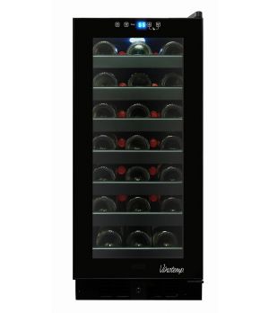 Photo of 33-Bottle Built-In Touch Screen Wine Cooler - Black Cabinet w/ Black Door