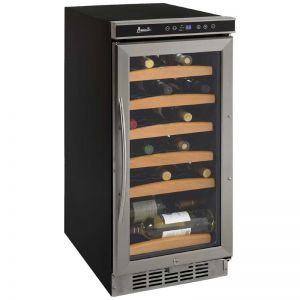 Photo of 30-Bottle Wine Chiller - Black Cabinet and Stainless Steel Framed Glass Door