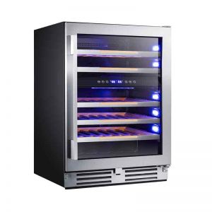 Photo of Dual Zone ELITE Series 46 Bottle Wine Chiller - Black with Seamless Stainless Steel Door Frame