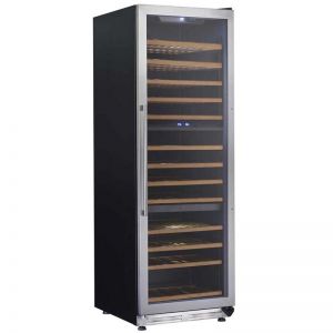 Photo of 143-Bottle Triple Zone Wine Chiller - Black Cabinet and Stainless Steel Frame Glass Door