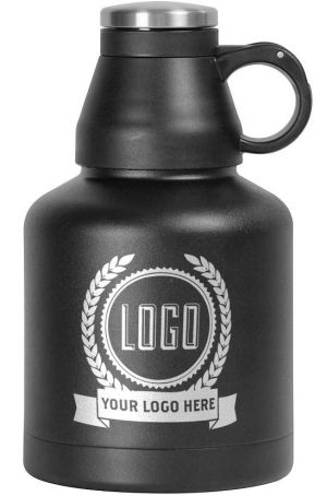 Photo of 24 Screw Cap Customizable Beer Growlers - 32 oz Double Wall Stainless Steel with Black Finish
