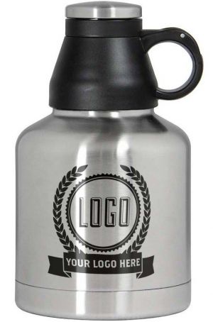 Photo of 24 Screw Cap Customizable Beer Growlers - 32 oz Double Wall Stainless Steel with Brushed Finish