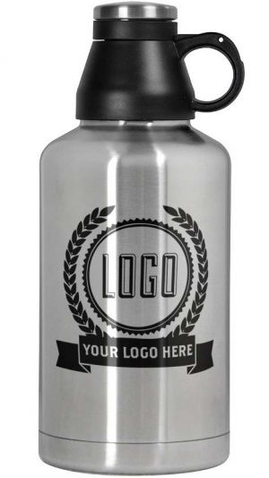 Photo of 24 Screw Cap Customizable Beer Growlers - 64 oz Double Wall Stainless Steel with Brushed Finish