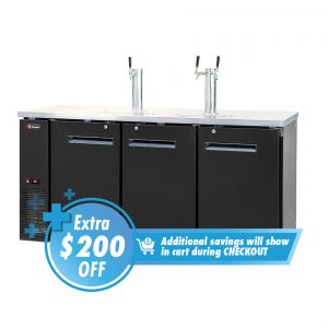 Photo of 72 inch Wide Triple Tap Black Commercial Kegerator