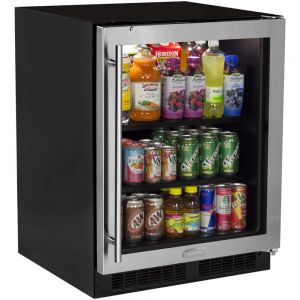 Photo of 24 inch ADA Beverage Center - Black Cabinet and Stainless Steel Frame Glass Door