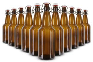 Photo of EZ Cap 1 Liter Flip-Top Home Brew Beer Bottles - Amber (Case of 12)