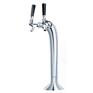 Photo of Double Faucet Snake Draft Beer Tower Chrome Plated Metal
