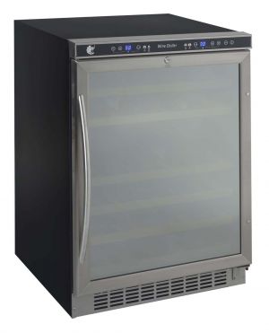 Photo of 46-Bottle Built-In Dual Zone Wine Cooler - Black Cabinet and Stainless Steel Framed Glass Door