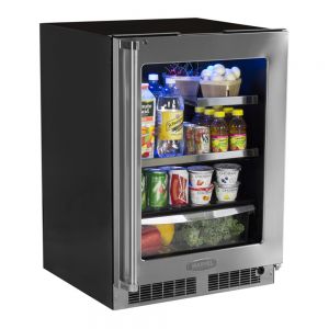 Photo of 24 inch Built-In Refrigerator - Black and Framed Stainless Steel Glass Door w/ Lock