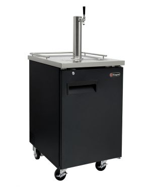Photo of 24 inch Wide Homebrew Single Tap Black Commercial Kegerator with Keg