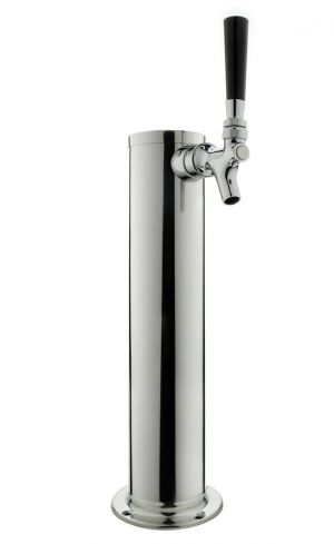 Photo of 14 inch Tall Polished Stainless Steel 1-Faucet Draft Beer Tower - 100% Stainless Steel Contact