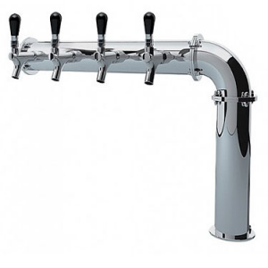 Photo of Stainless Steel Persey 4 Faucet Elbow Style Draft Beer Tower - 3.3 Inch Column - Glycol Cooled