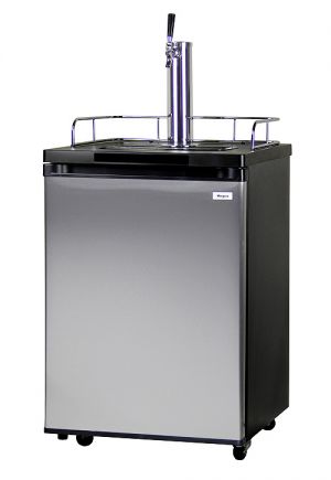 Photo of Kegco Homebrew Full Size Kegerator - Black Cabinet with Stainless Steel Door