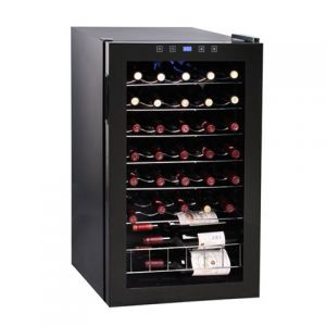 Photo of 19 inch Wide 34 Bottle Single Zone Black Wine Refrigerator