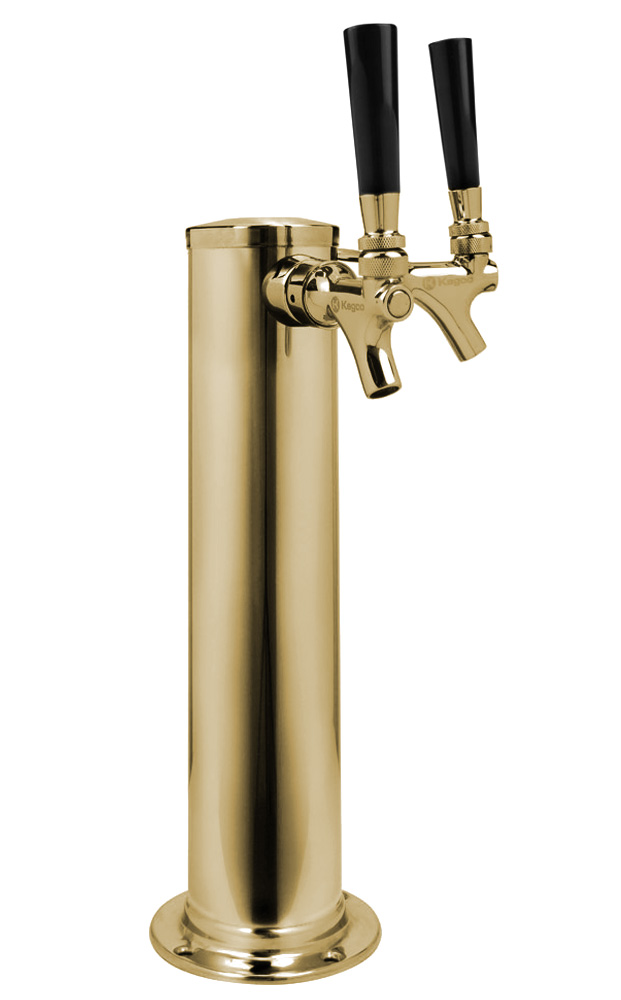 Kegco DT1452BASC 14" Tall Double Faucet Polished Brass Draft Beer