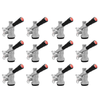 Set of Twelve D System Keg Taps - Black Lever Handles