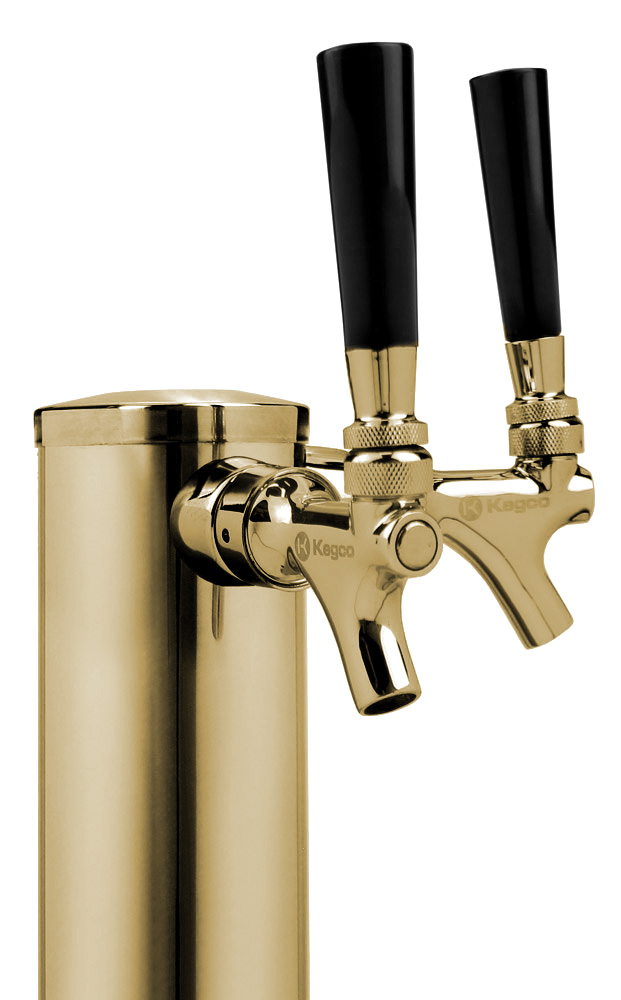 Kegco DT1452BASC 14" Tall Double Faucet Polished Brass Draft Beer