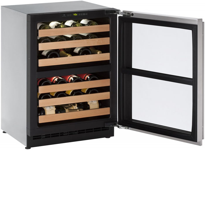 U Line 2224zwcs 00b Wine Captain Dual Zone 43 Bottle Wine Cellar Stainless Steel Glass Door Reversible Hinge Beveragefactory Com