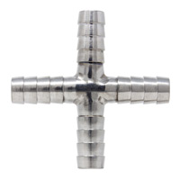 Stainless Steel Cross Fitting for 3/8 Inch I.D. Tubing