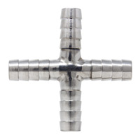 Stainless Steel Cross Fitting for 3/8 Inch I.D. Tubing