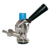 S System European Keg Beer Coupler - 304 Stainless Steel Body and Probe - Black Handle