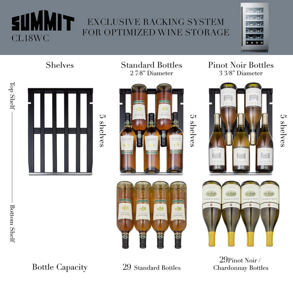 Summit CL18WC BuiltIn Capable Undercounter Wine Cooler Black