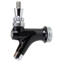 Creamer Beer Faucet with Stainless Steel Lever - Black Plastic, Chrome