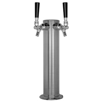 BrushedStainless Steel Dual Faucet Draft Beer Tower - 3-Inch Diameter Column