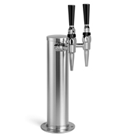Chrome Plated Metal Dual Faucet Draft Beer Tower - 3-Inch Column