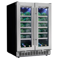 Silhouette Napa 42 Bottle Dual Zone Built- In Wine Refrigerator with Stainless Steel French Doors