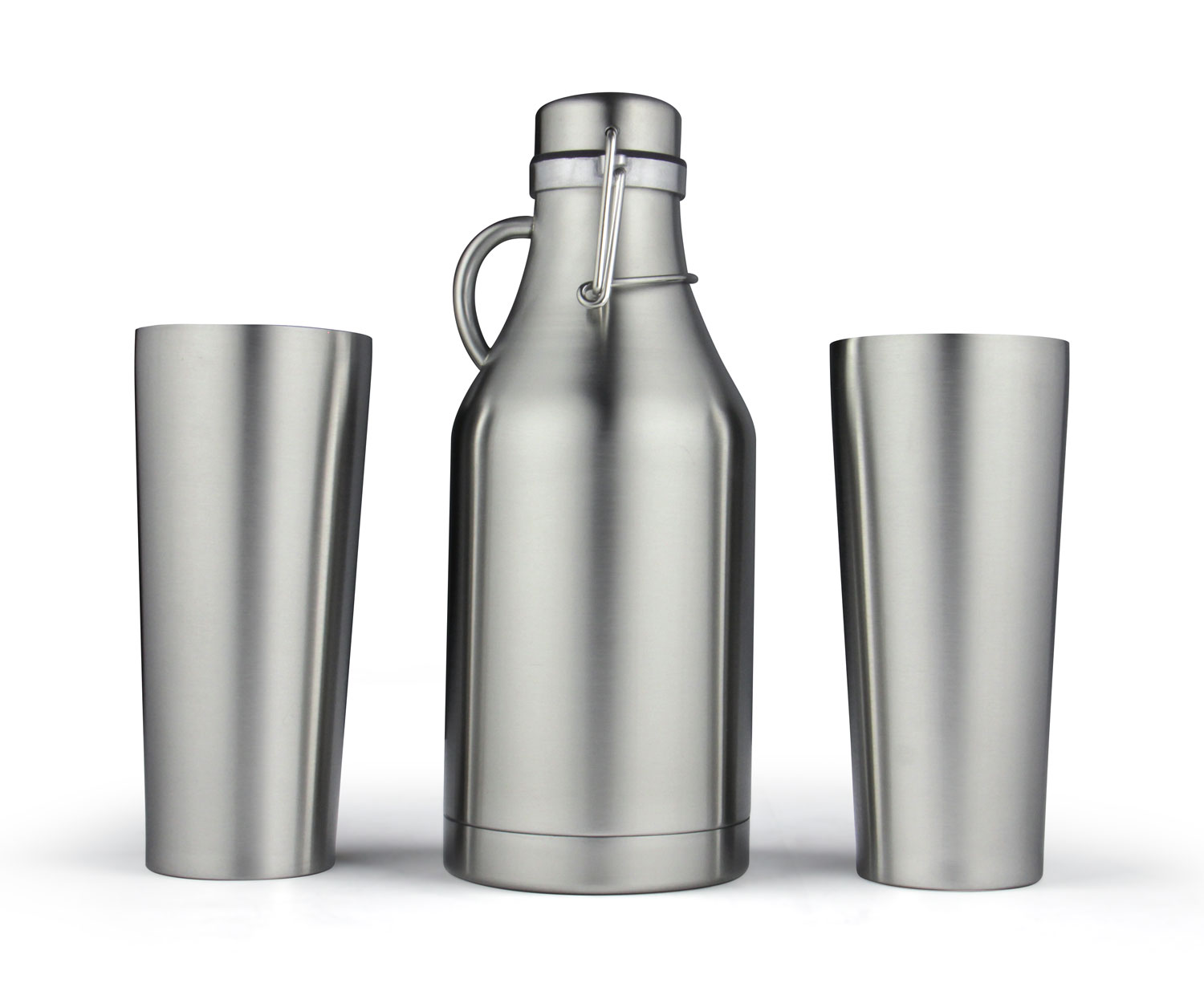 Kegco Stainless Steel Growler 32 oz Stainless Steel Pint Glass 16 oz