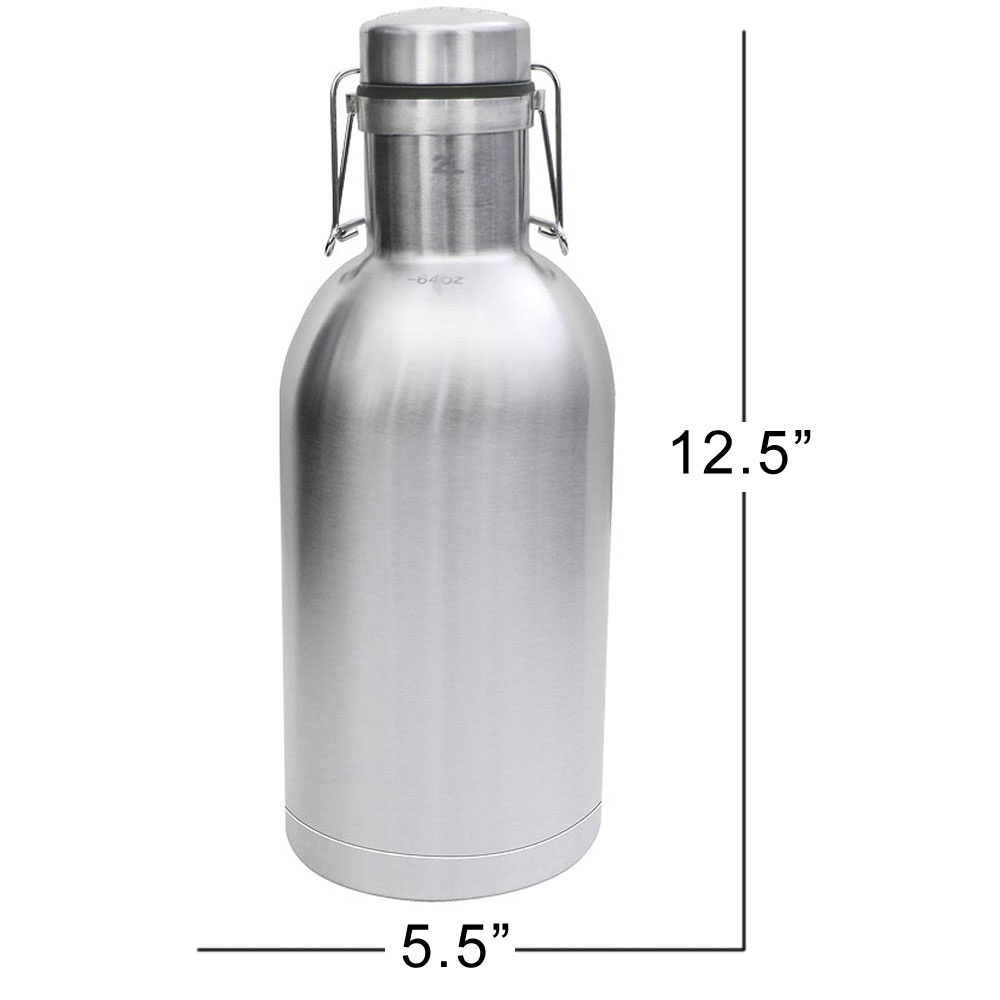 HomeBrewStuff 64 oz Stainless Steel Flip Top Growler with Carrying Strap 