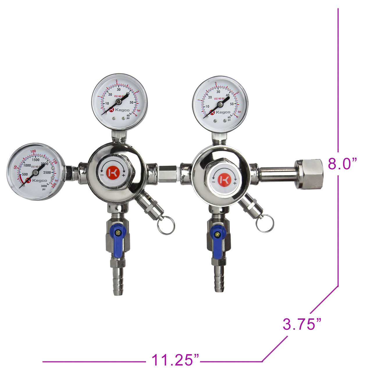 Professional Stainless Steel Beer CO2 Keg Regulator Safety Pressure