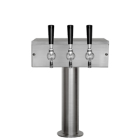 Brushed Stainless Steel T-Style 3 Faucet Beer Tower - 3