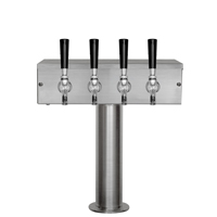 Brushed Stainless Steel T-Style 4 Faucet Beer Tower - 3