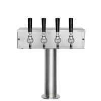 Polished Stainless Steel T-Style 4 Faucet Tower - 3 Inch Column