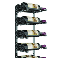 Vino Pins Flex Wall Mounted Metal Wine Rack system - 18 bottle metal wine rack with glossy black finish
