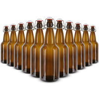 EZ Cap 1 Liter Flip-Top Home Brew Beer Bottles - Amber ( 84 Cases of 12)