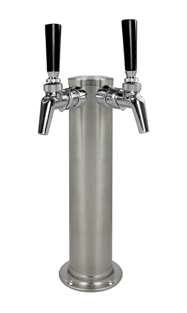 100% Stainless Steel Double Tap Draft Beer Kegerator Tower  2 Faucet Home Bar 