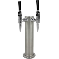 BrushedStainless Steel Dual Faucet Draft Beer Tower - 3-Inch Diameter Column