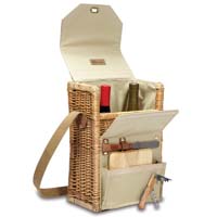 Corsica Willow & Canvas Wine & Cheese Basket - Natural Canvas