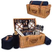 Canterbury English Style Willow Picnic Basket for Two