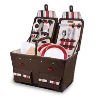 Pioneer Canvas & Rattan Picnic Basket - Moka