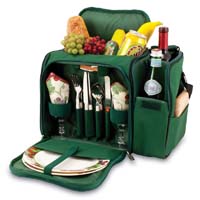 Malibu Tote Cooler for Two - Hunter Green / Purple Grape Linens