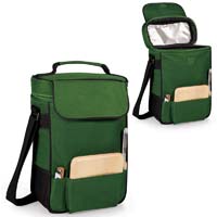 Duet Insulated Wine & Cheese Tote - Hunter Green w/Black Trim