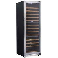 143-Bottle Triple Zone Wine Chiller - Black Cabinet and Stainless Steel Frame Glass Door