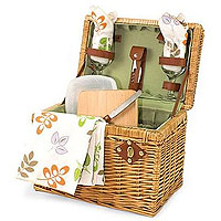 Napa-Botanica Picnic Basket - Hunter Green Lining w/ Purple Grape Linens